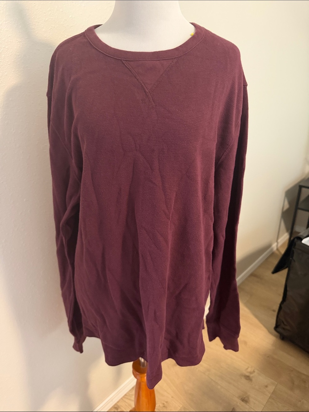 Men's Long Sleeve Crewneck Thermal Tee - Plum